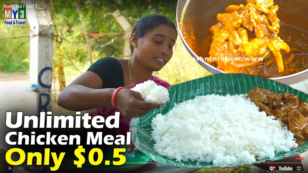 World Cheapest Roadside Unlimited Chicken Meals Only $0.5 | STREET FOOD