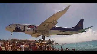 Airplane low pass landing I St Maarten Maho Beach #lowlanding #maartenbeach