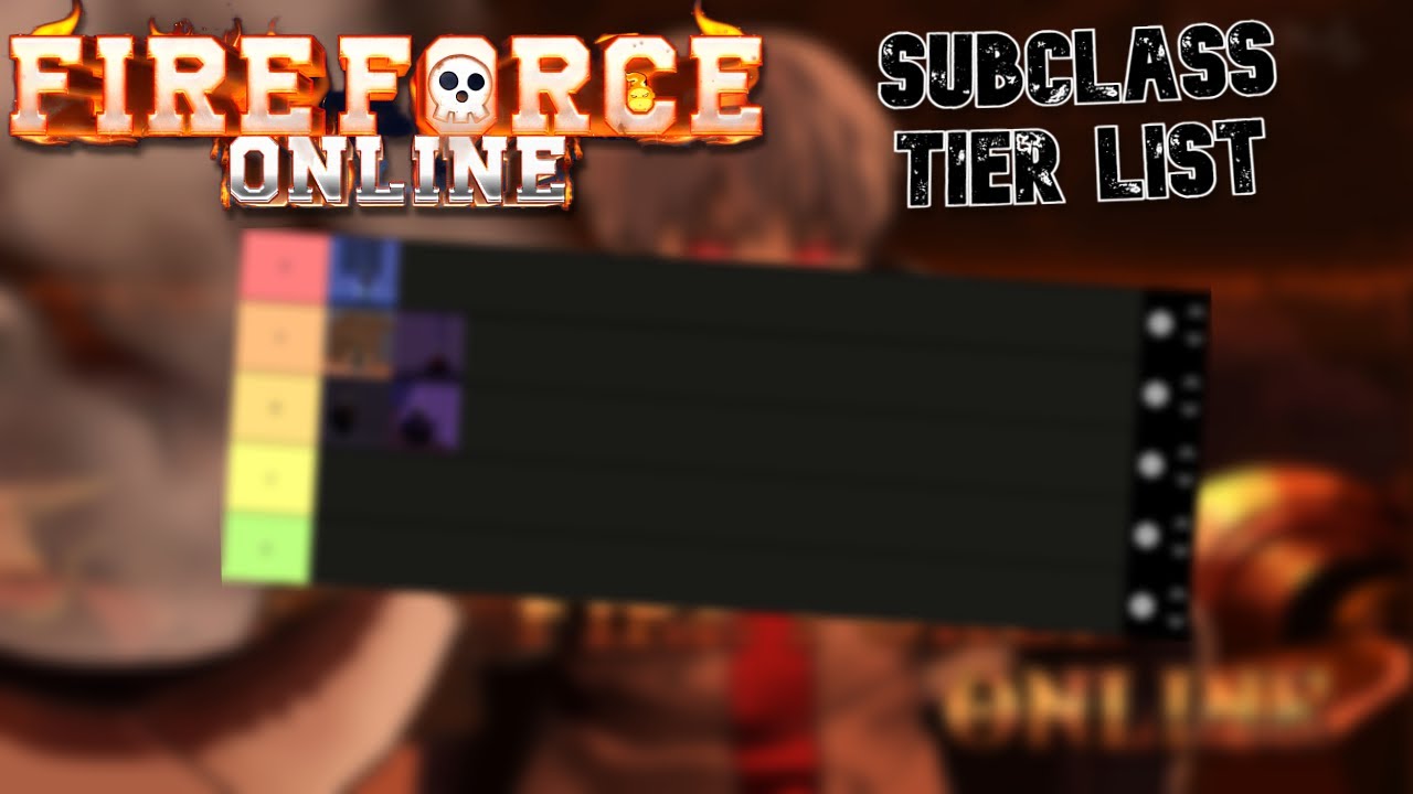 SUBCLASS TIER LIST FIRE FORCE ONLINE 