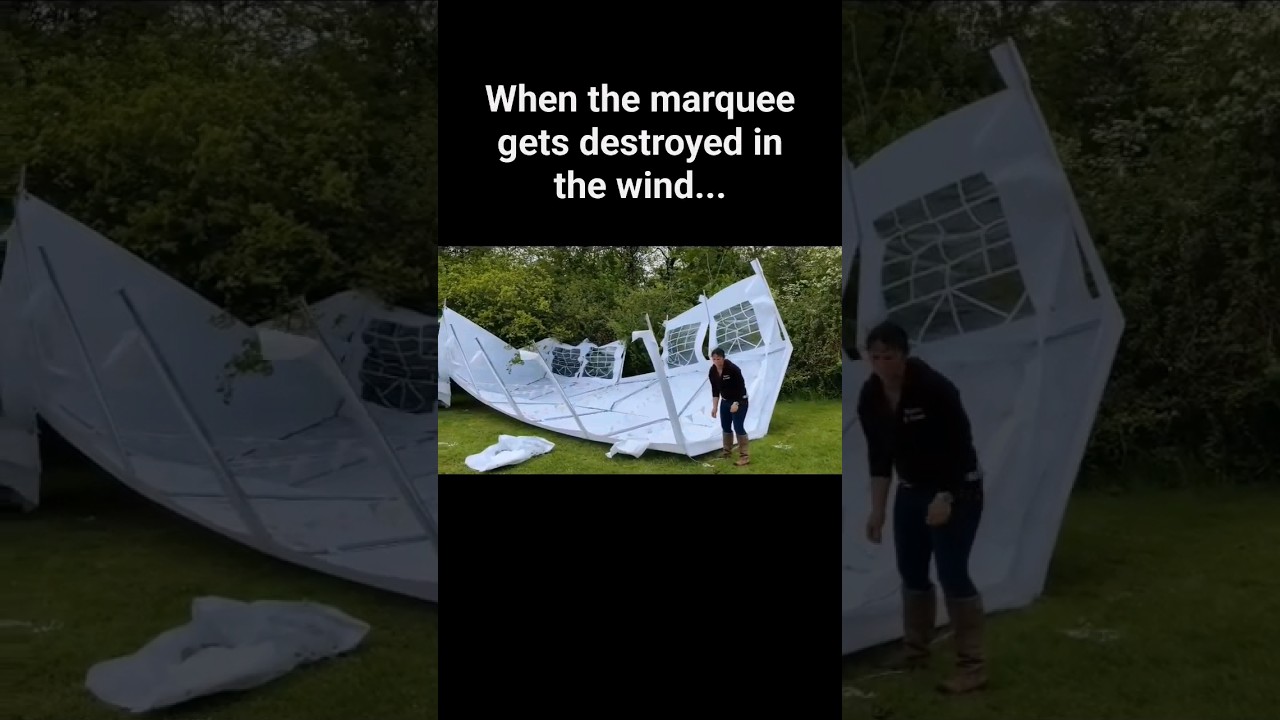 When the wind destroys your marquee - Buy an event dome! 