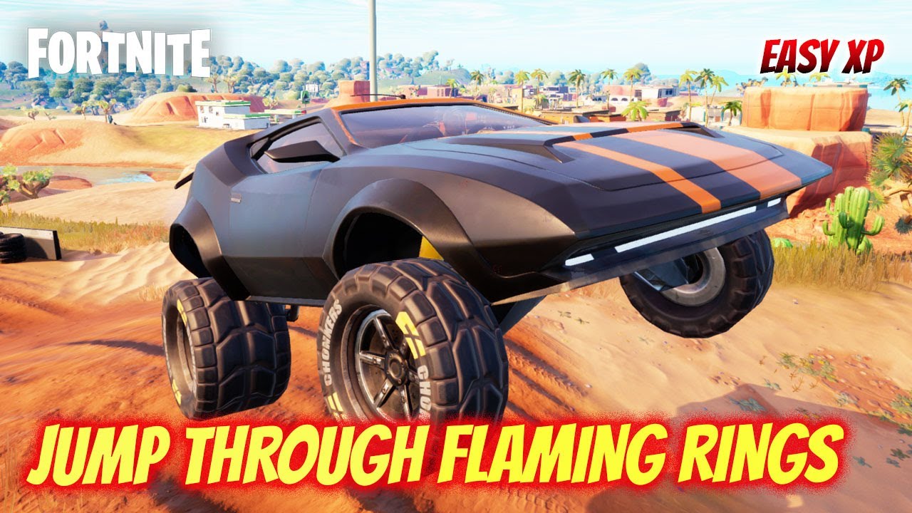 Jump Through Flaming Rings in a Vehicle - Fortnite