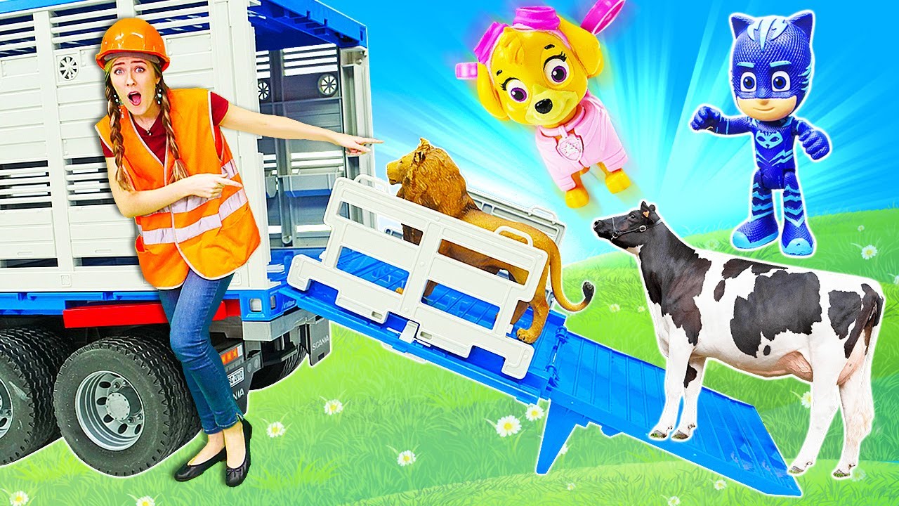 ⁣¡Las aventuras de los PJ Masks y los Paw Patrol en la granja! Videos de juguetes para niños