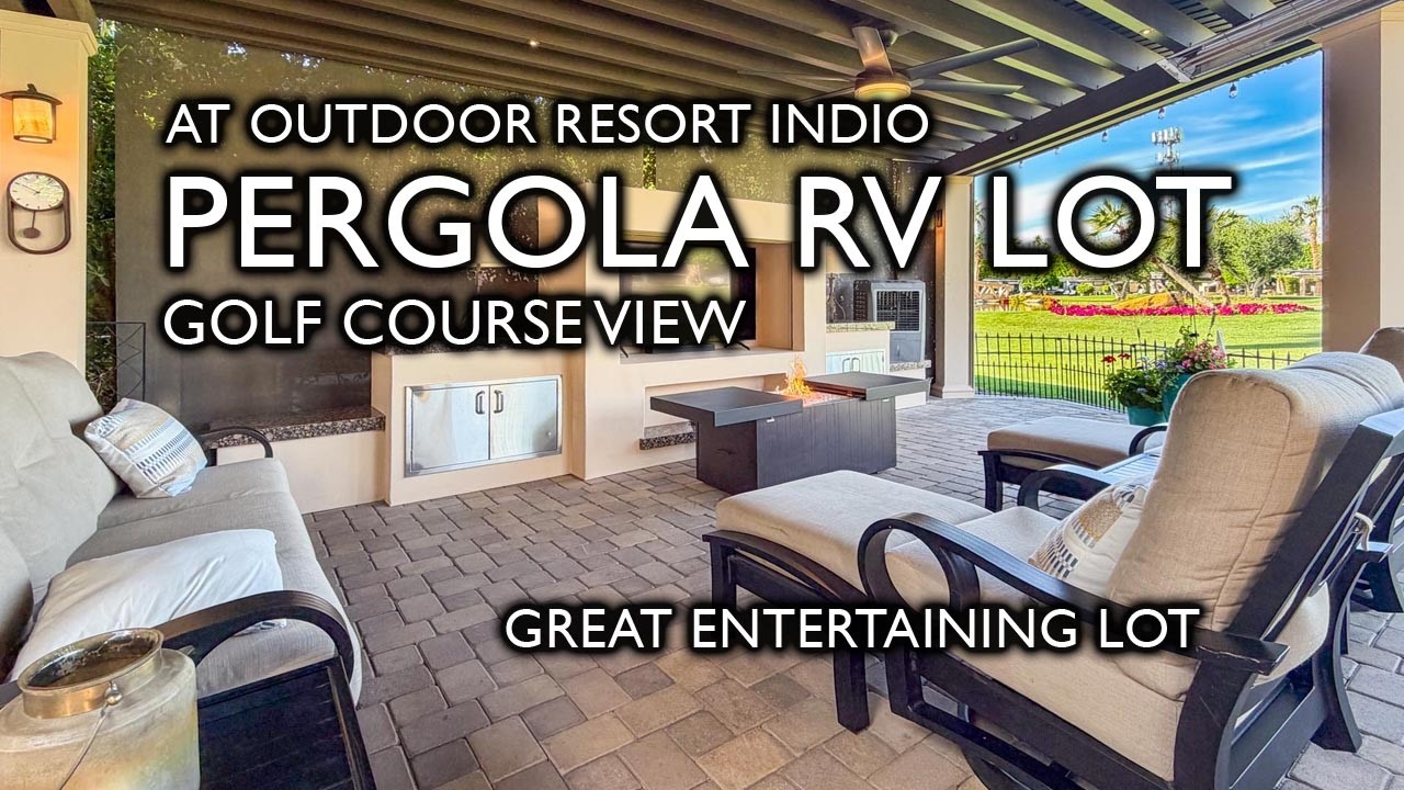 RV Lot 294 at Outdoor Resort Indio - Entertainer’s Dream Lot with Mountain and Lake Backdrop