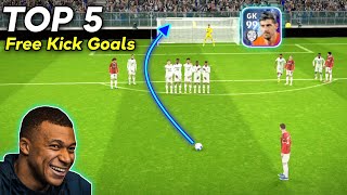 Top 5 Free Kick Goals In eFootball 2024 Mobile 🔥 | Goal of The Week #1