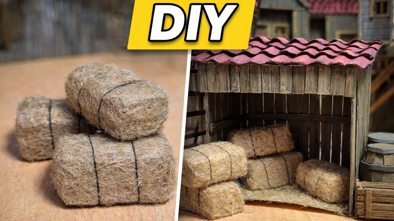Realistic Miniature Hay Bale – DIY | Minyatür Saman Balyası Yapımı