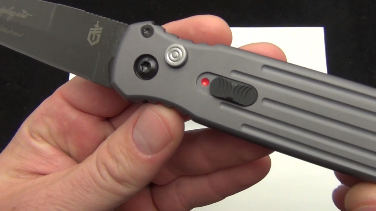 BladeOps Exclusive Grey Gerber Covert Automatic Plain Edge