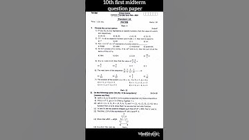 10th maths first midterm question paper #10th #10thclass #10thmaths #viral #trending