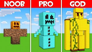 Minecraft Battle: GOLEM HOUSE BUILD CHALLENGE - NOOB vs PRO vs HACKER vs GOD in Minecraft!