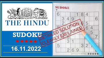 How to Solve 5 Star Hindu  Sudoku Nov 16,  2022 -  Step By Step Solution