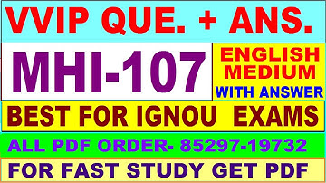 MHI 107 important questions with answer in English | mhi 107 Previous Year Question Paper