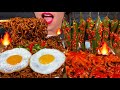 ASMR SPICY SEAFOOD BLACK BEAN NOODLES, HOT CHILI KIMCHI, EGGS MUKBANG 먹방 MASSIVE Eating Sounds