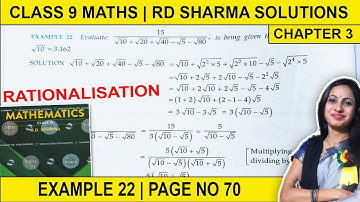 Class 9 Maths RD Sharma Solutions | Chapter 3 Example 22 Page 70 | 9th Class Rationalisation