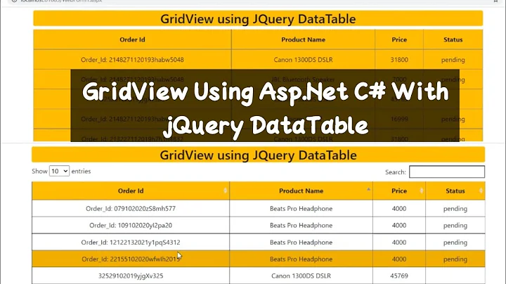 How to use GridView in Asp Net C# using jQuery DataTable | How to use DataTable using jQuery