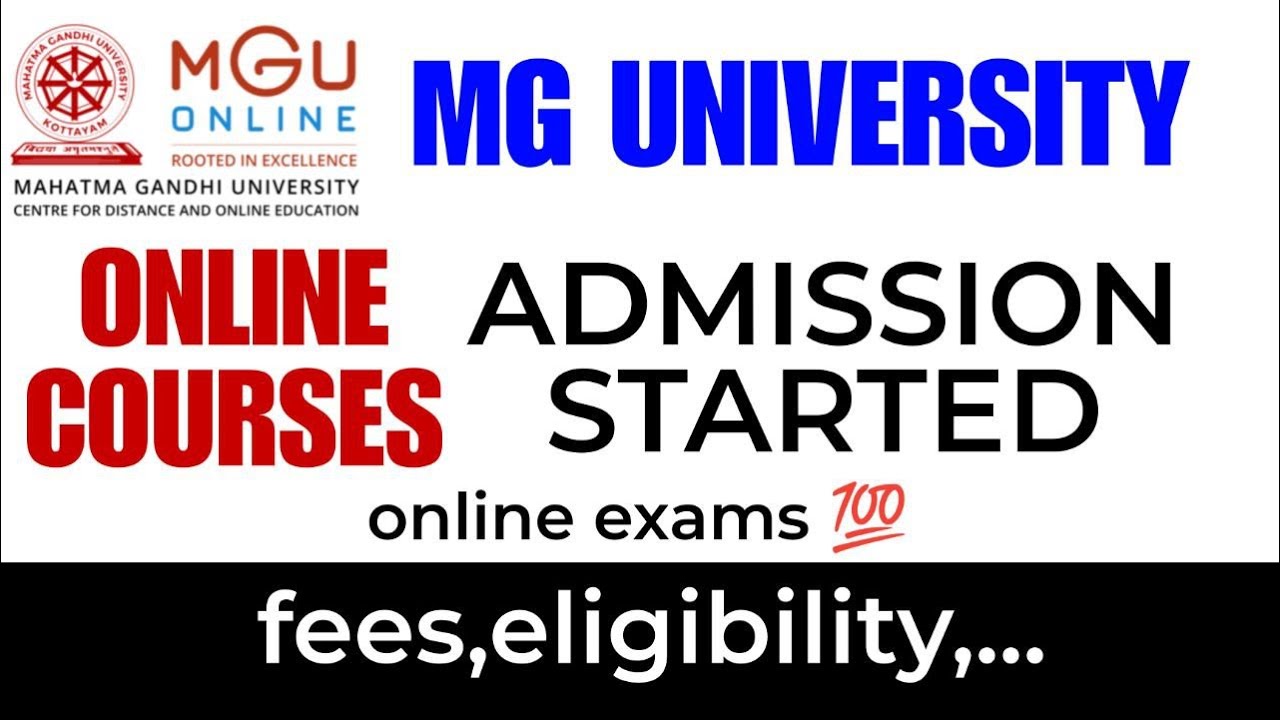 MG UNIVERSITY ONLINE PROGRAMMES ADMISSION STARTED 2025 