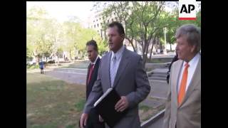 Roger Clemens arrived at a federal court in Washington Monday for his retrial on charges that he all