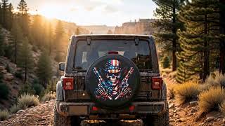 Custom American Flag Cowboy Skull Tire Cover - Jeep Wrangler &amp; Gladiator Upgrade