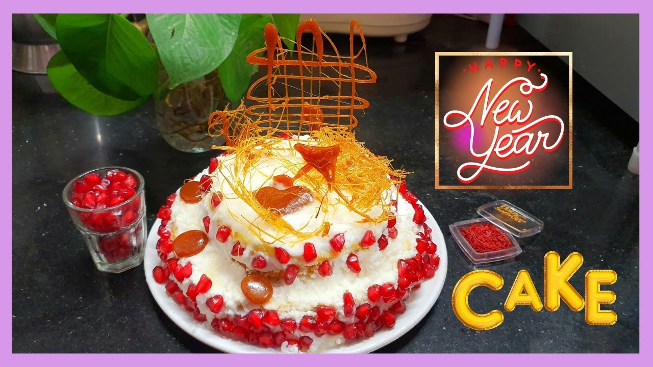 Saffron flavor Cake without microwave/oven New /easy/Quick decoration