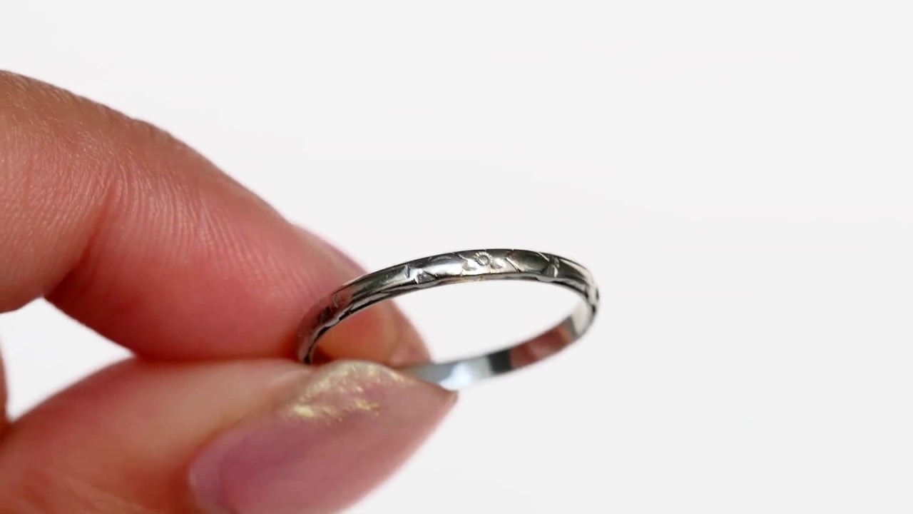 1920's Art Deco 18K White Gold Wedding Band