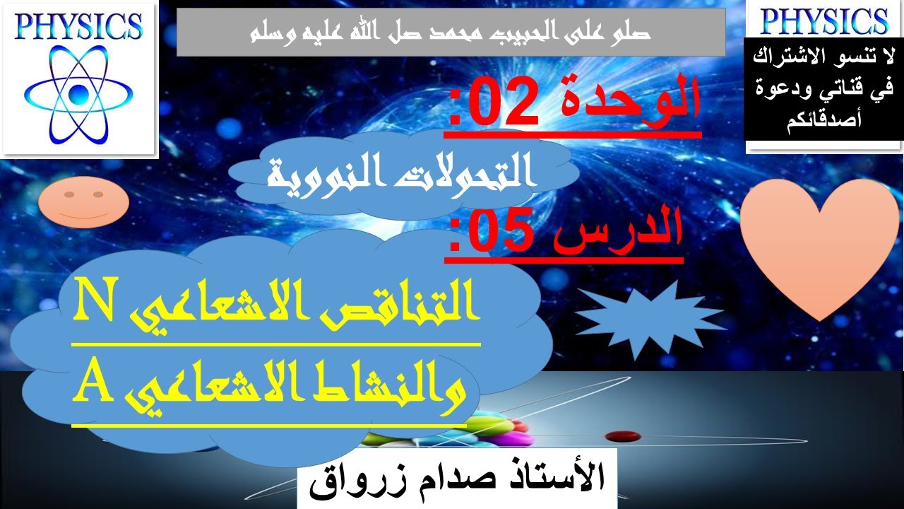 الوحدة 02 : التحولات النووية الدرس 05 التناقص الاشعاعي N والنشاط الاشعاعي A
