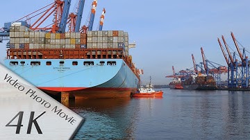 Hamburg, Germany: Waltershofer Hafen, Container Terminal Altenwerder - 4K UHD Video