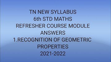 TN Samacheer 6th std maths answers refresher course module 1.recognition of geometric properties