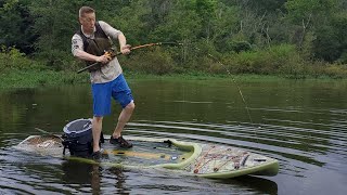 Multi Day Camping, Fishing \& Foraging Float Trip - Catching BIG Catfish on Paddle Board