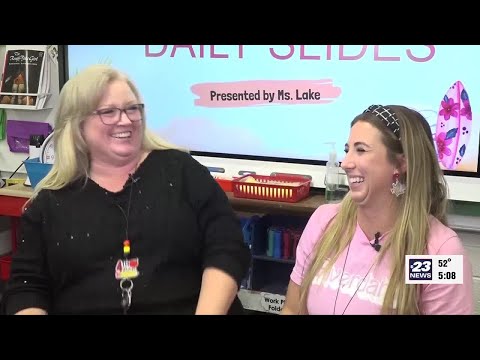 Mother and daughter get the chance to work alongside each other in Riverdahl Elementary School.