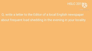 write a letter to editor about frequent load shedding in your locality