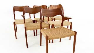 Niels Moller Model 71 Mid Century Teak Dining Chairs - Set of 6