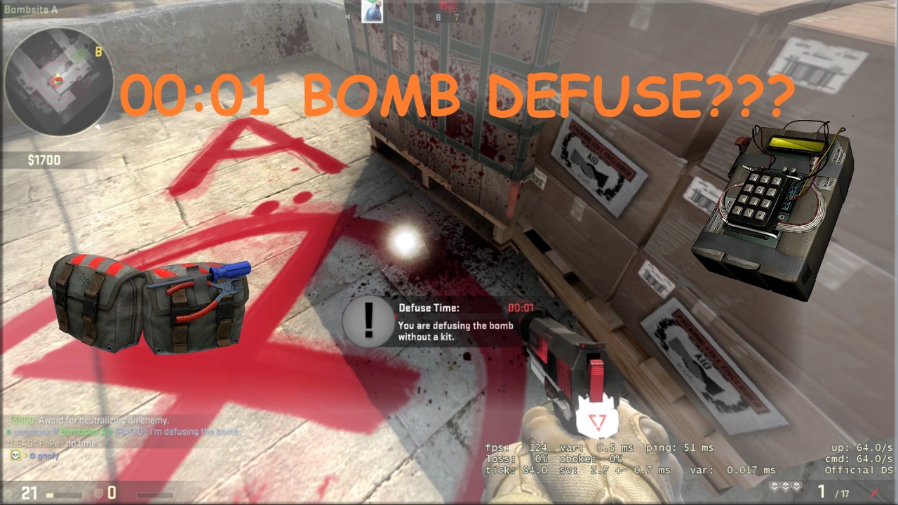 CS:GO 00:01 SECOND BOMB DEFUSE! - YouTube