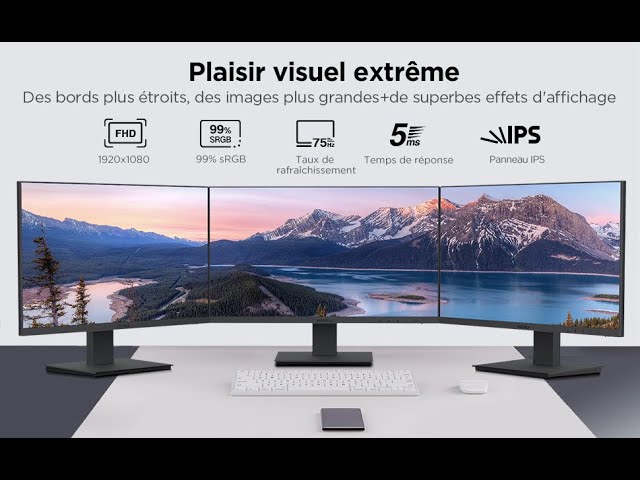 KOORUI Écran d'ordinateur de 24 Pouces IPS FHD 1080p LED 75 Hz