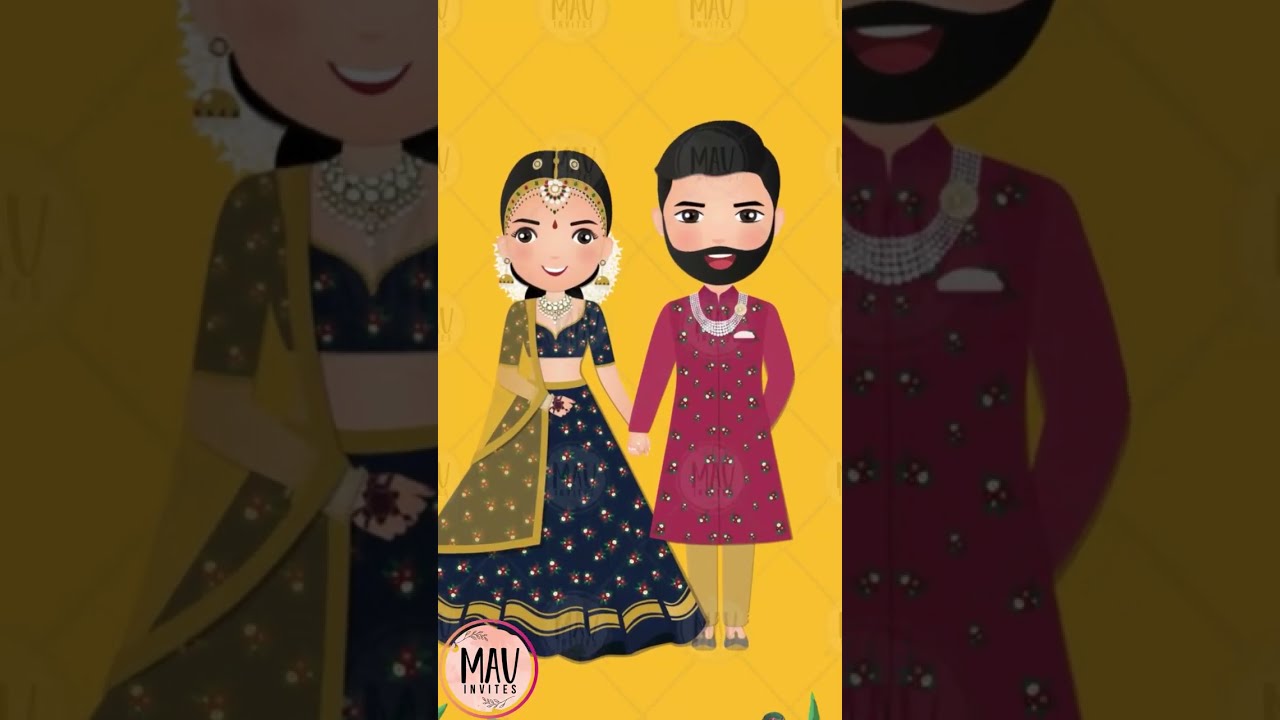 2d Cartoon Wedding Einvite || Digital Invitation