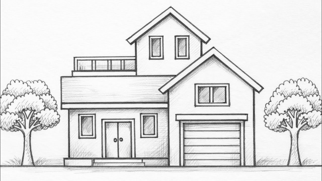 How to draw a beautiful village scenery // easy drawing // circle drawing 