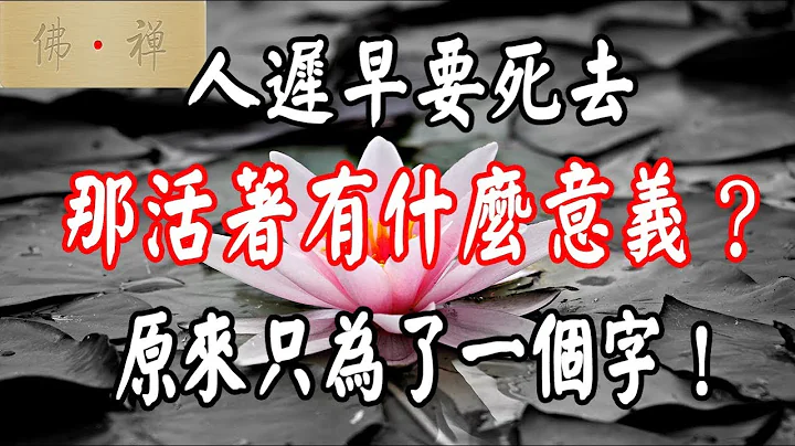 佛禪：人遲早要死去，那活着有什麼意義？原來只為了一個字！ - 天天要聞