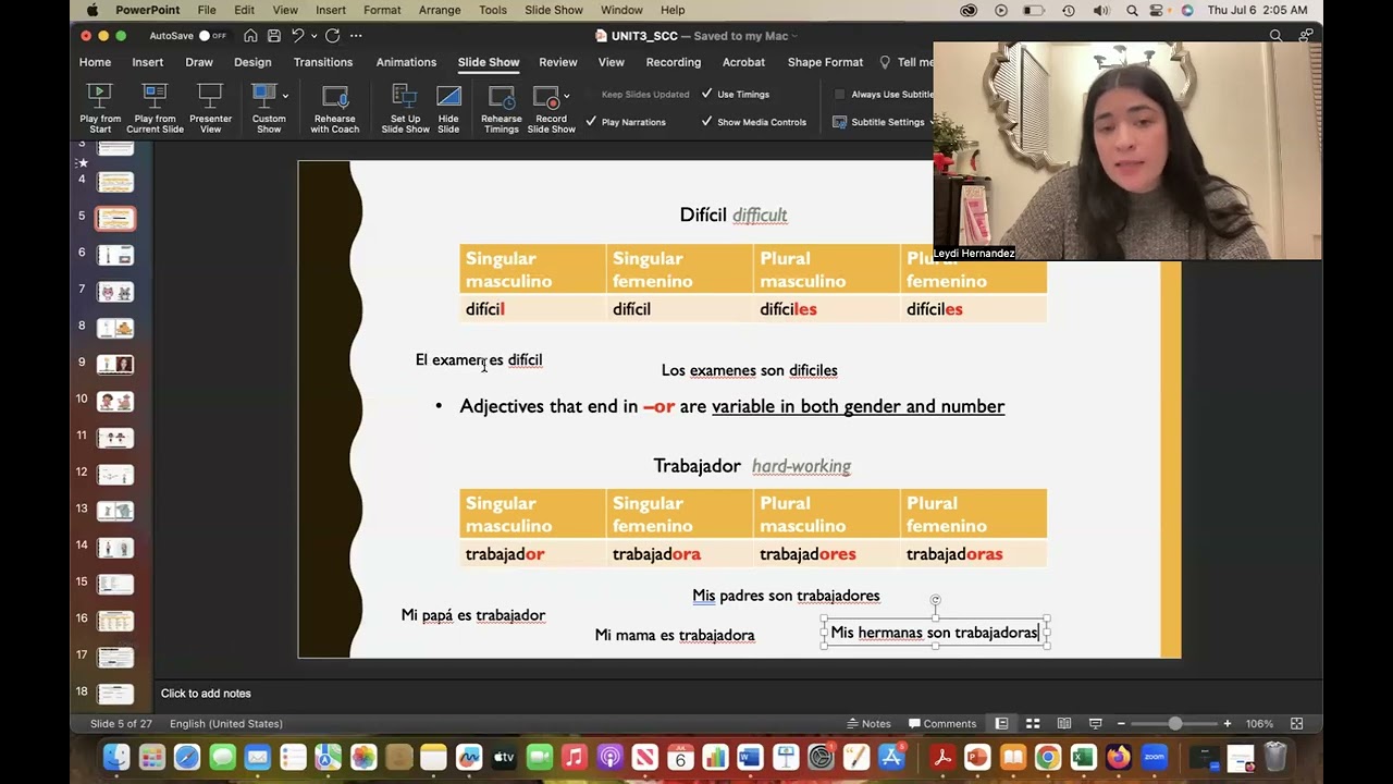 Spanish Descriptive Adjectives: Gender and Number Agreement