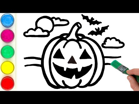 Jack O' Lantern Picture Drawing, Painting, Coloring For Kids And Toddlers | Halloween Drawings