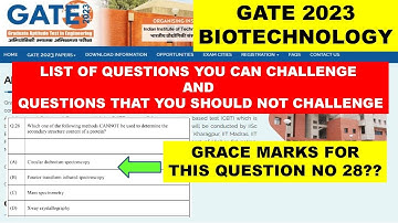 Questions to Challenge and Not to Challenge in GATE BIOTECHNOLOGY 2023   Paper