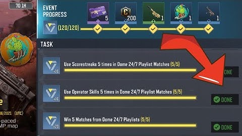 Call Of Duty Mobile Use Operator Skills 5 times in Dome 24/7 Playlist matches Task Complete