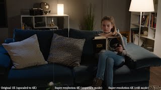 NNSuperResolution before & after, Interior, 4K