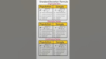 Standard deviation cheat sheet for population and Sample formula. #standarddeviation #sigma #maths