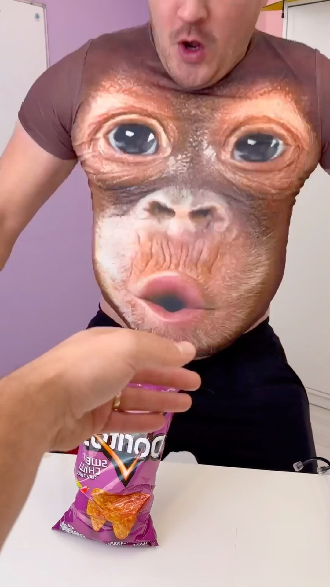 Gorilla blowing