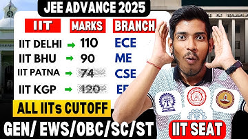 JEE 2025: Top 10 IIT (CSE) Seat at Low Marks 2025🔥|  Category Cut Off for all Branches🤯