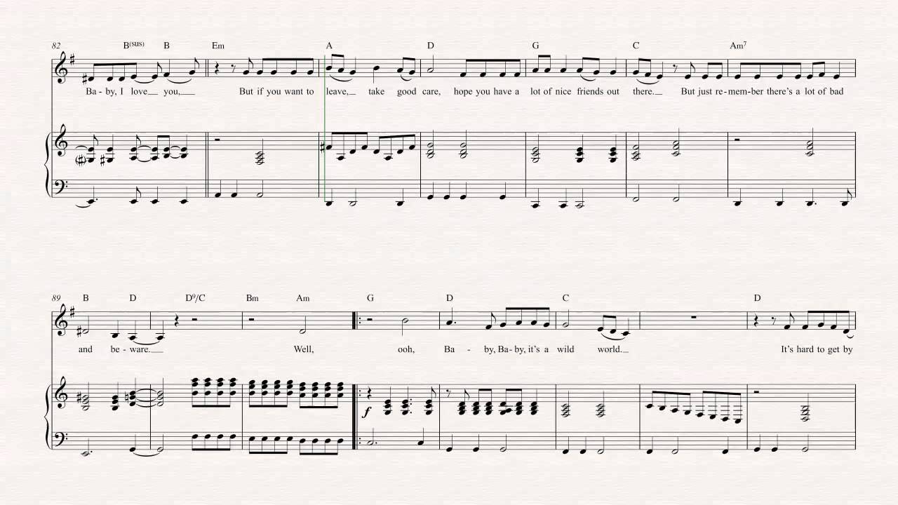 Horn Wild World Cat Stevens Sheet Music, Chords, & Vocals YouTube