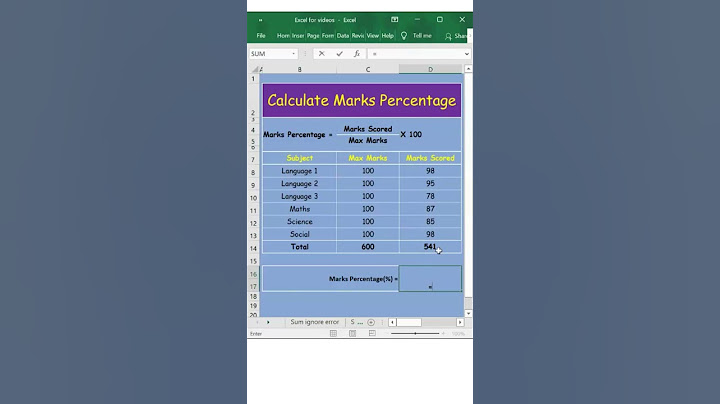 Calculate #Marks Percentage In Excel Short Video
