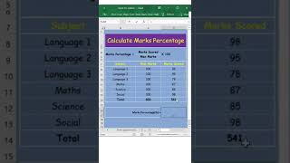 calculate #marks percentage in excel short video