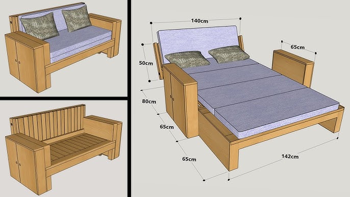 Sofá Cama de madera Muy Bonito y Fácil de Hacer 