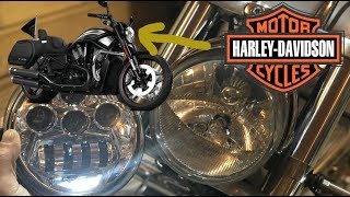 Harley V-rod, замена фары мотоцикла на светодиоды!