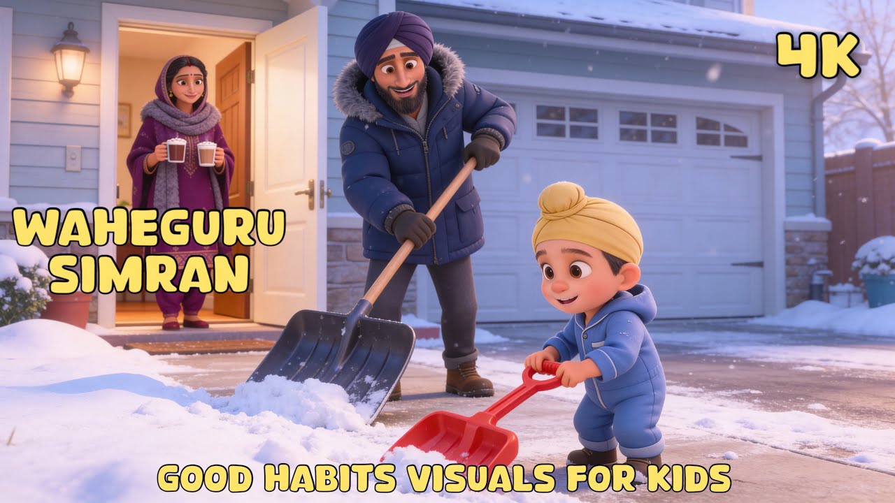 Waheguru (ਵਾਹਿਗੁਰੂ ਸਿਮਰਨ )Simran | Gentle & Soft  Gurbani Music with good habits visuals for kids