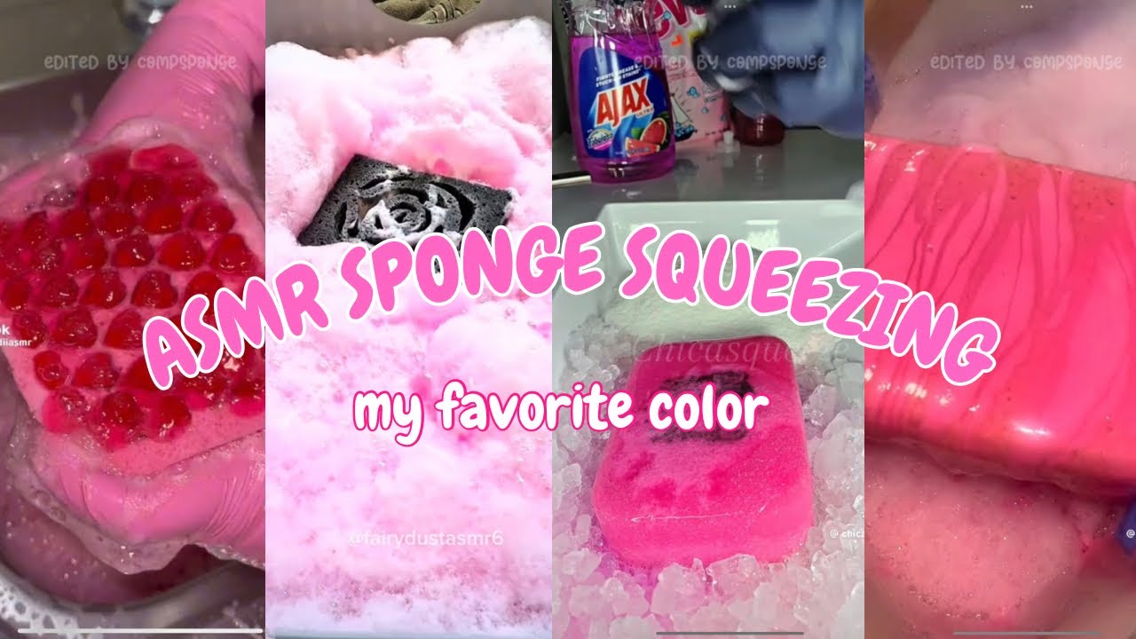 ASMR Sponge Squeezing 💕PINK COLOR 😍💗🎀