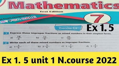 Exercise 1. 5 Unit 1 Class 7th Math kpk new course 2023| 7th Math Ex 1.5 PTB 2022 SNC new course